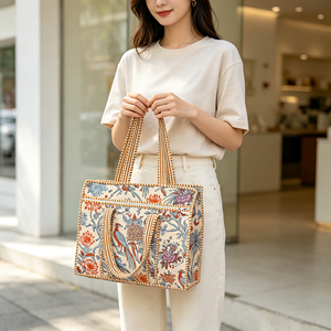 Canvas Custom Logo Fashionable Tote <b>Bag</b> <b>Large</b> Capacity Reusable Shopping <b>Bag</b> Custom Size for <b>Work</b> Travel Beach & Daily Use - Product Image 3