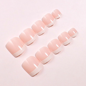Accessoires pour l'art des ongles très vendus, motif à carreaux tendance, arc rose régulier, bord <span class=keywords><strong>blanc</strong></span>, <span class=keywords><strong>faux</strong></span> ongles pour les orteils - Product Image 3