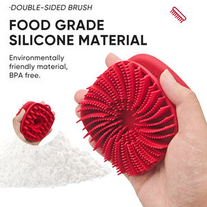 Brosse de bain douce <span class=keywords><strong>double</strong></span> face sans BPA 2 en 1 pour le cuir chevelu Brosse à shampoing en silicone pour le cuir chevelu - Product Image 2