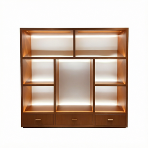Backlit Led Stainless Steel Corner Display Shelving Home Library <b>Bookcase</b> <b>Cabinet</b> Drawers Wall Mounted Handbag Perfume Showcase - Product Image 1