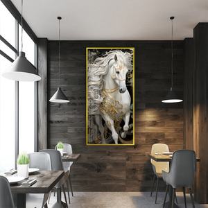 Pintura de Porcelana Brillante Vista Shuijingjing, Caballo Blanco Elegante, Pintura Colgante de Cristal de Alta Gama - Product Image 5