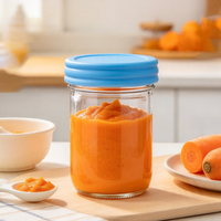 Stoples Kaca Mason 8oz dengan Tutup Plastik, Stoples Pengalengan Kaca Food Grade untuk Makanan Bayi, Selai, Penyimpanan Dapur
