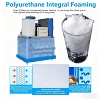 Machine à glaçons industrielle, fabrication de flocons de neige concassés, flocon de neige, États-Unis, 1, 2, 3 tonnes, 1000 kg, fabricant de flocons de glace en acier inoxydable avec logo personnalisé