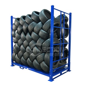 heavy duty foldable and collapsible storage tire display rack