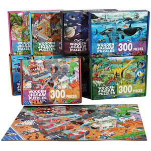 Rompecabezas Educativo de Madera de <span class=keywords><strong>300</strong></span> <span class=keywords><strong>Piezas</strong></span> con Dibujos Animados para Niños de 1 a 6 Años, Aprendizaje Temprano, Entrenamiento de Pensamiento Lógico, Diseño Plano a Color - Product Image 1