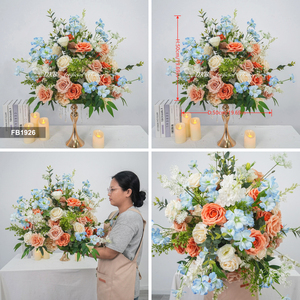 Arreglo de Flores para Boda, Centro de Mesa de Rosas Artificiales de Seda Hechas a Mano, Decoración para Eventos - Product Image 3