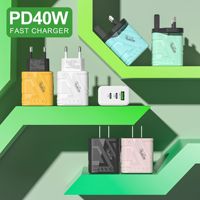 Chargeur mural électrique multi-ports 40W OEM d'usine, 2 ports PD, 1 port USB, adaptateur de charge rapide pour appareil photo, téléphone, voyage, personnalisé