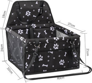เบาะนั่งในรถสำหรับสุนัขและแมว ลายอุ้งเท้าและกระดูก พร้อมสายรัดนิรภัย รองรับน้ำหนักได้ถึง 10 กก. สีดำ ผ้ากันน้ำ 600D Oxford - Product Image 3
