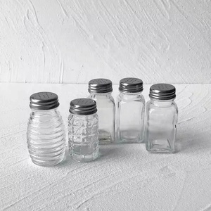 Pot à épices <span class=keywords><strong>en</strong></span> <span class=keywords><strong>verre</strong></span> pour table de cuisine, 50 ml, 80 ml, 120 ml, avec couvercle <span class=keywords><strong>en</strong></span> acier inoxydable, salière et poivrière - Product Image 2