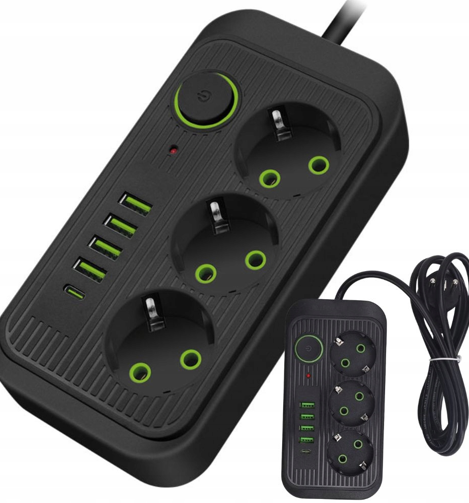 Wholesale Universal Smart Plug Power Strip 3 Outlets USB-A USB-C+Wireless Charging Rack Extension Cord Sockets Household ABS OEM