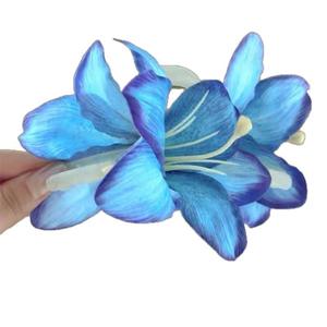 时尚紫色百合花发爪夹优雅蓝色大盘鲨鱼发饰13厘米塑料树脂女性 - Product Image 6