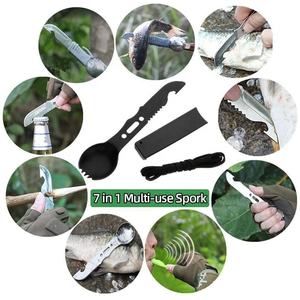 Kongboステンレス鋼機能性キャンプ用スプーンフォーク食器<span class=keywords><strong>7</strong></span>インチ<span class=keywords><strong>1</strong></span>多用途サバイバル豚ボトルオープンとホイッスル付き - Product Image 3