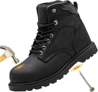 Bottes de sécurité professionnelles pour hommes en cuir Crazy-Horse durable, avec embout en acier indestructible, imperméables et antidérapantes, en cuir véritable de qualité supérieure