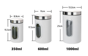 Wholesale Metal Food Safe <strong>Tea</strong> <strong>Sugar</strong> <strong>Coffee</strong> Storage Airtight Kitchen Stainless Steel Window Canister <strong>Set</strong> - Product Image 3
