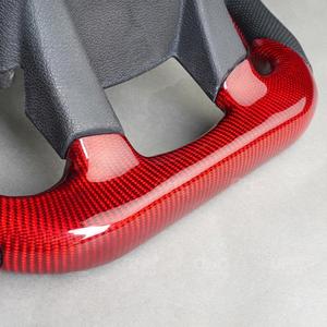 Volant LED en fibre de carbone rouge pour <span class=keywords><strong>Ford</strong></span>, cuir perforé, sport premium, fond plat, remplacement amélioré pour la plupart des modèles - Product Image 4