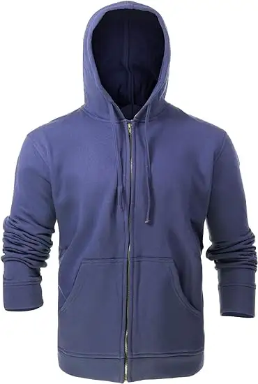 Blank Plain 100% Cotton Flame Resistant Hooded Sweatshirt Front Full Zip Men's FR Safety Hoodies