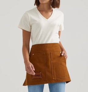 Delantal de café de algodón <span class=keywords><strong>Vintage</strong></span> con logotipo personalizado, delantal de cocina profesional de medio algodón, <span class=keywords><strong>uniforme</strong></span>, delantal de media barra Unisex para Chef y <span class=keywords><strong>camarero</strong></span> - Product Image 5