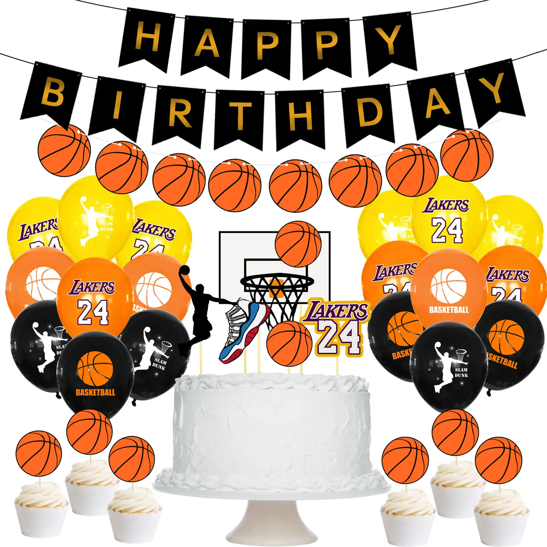 Bonito baloncesto cumpleaños tema Fiesta decoración NBA baloncesto cumpleaños globos para conmemorar los Lakers 24 decoración de fiesta