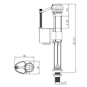 Réservoir de remplissage de valve de remplissage, pièces de rechange de toilette à flotteur à double affleurement