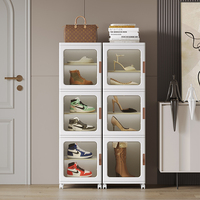 Vente en gros de boîtes de rangement pliables durables en PP PET boîte à chaussures magnétique transparente organisateur roues armoires empilables pour jouet