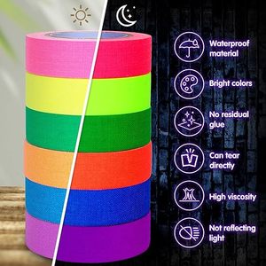 <span class=keywords><strong>Ruban</strong></span> <span class=keywords><strong>adhésif</strong></span> <span class=keywords><strong>fluorescent</strong></span> en nylon réfléchissant pour décoration de fête, résistant aux UV, qui brille sous la lumière noire et dans la nuit - Product Image 4