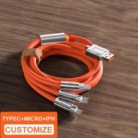 Câble de charge multi-prise en silicone 1 à 3, cordon de charge rapide 3 en 1 pour téléphone/tablette/appareils USB