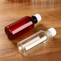 Bouteille en plastique PET ambrée recyclée pour médicaments liquides oraux, flacon mince pour sirop contre la toux avec couvercle inviolable – Vente en gros