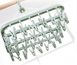Séchoir à linge pliable à 32 pinces pour enfants et adultes, séchoir à linge anti-vent, chaussettes, sous-vêtements, séchoir en plastique, <span class=keywords><strong>cintre</strong></span> pour vêtements d'enfants - Product Image 2