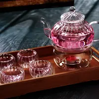 Стеклянный чайник кунг-фу, чайный набор в полоску с основанием