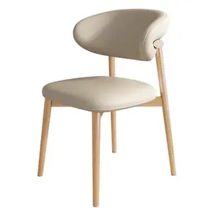 İskandinav katı ahşap yemek sandalyeleri ev kullanımı için Modern arkalığı yemek masaları ve sandalyeler otel ve restoran krem tarzı sandalyeler