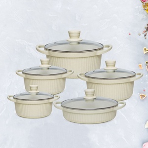 Vente directe du fabricant, 10 pièces, ensemble de batterie de cuisine en aluminium avec revêtement antiadhésif en pierre de granit, design moderne, pour cuisinière à induction - Product Image 2