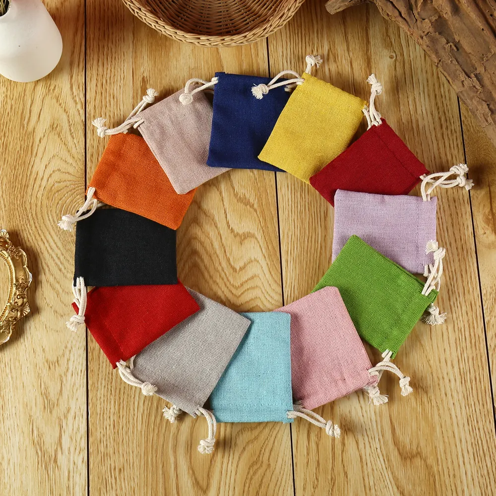 Colored Drawstring Cotton Bag For Jewelry Packaging Eco-friendly Canvas Cotton Gift Drawstring Bag Party Favor Pouch with Logo