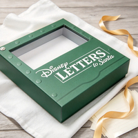 Boîte cadeau en papier rigide avec logo imprimé sur mesure ODM, boîte d'emballage avec fenêtre transparente en PVC, boîte cadeau pour présenter des lettres de souvenirs de Noël