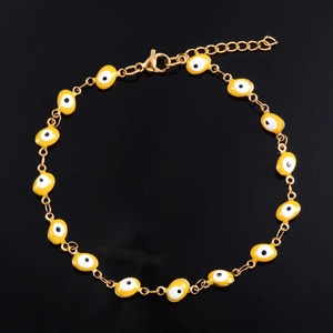 Bracelet de cheville en acier inoxydable émaillé œuf turc œil porte-bonheur pour femme et fille, bijou de pied et de main en métal pour l'été - Product Image 2