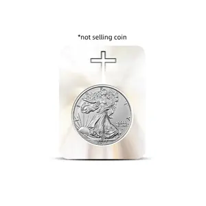 American Eagle 1 Oz Silver Coin Bu Blister Embalagem Religioso-temático Cruz Lembranças Coin Slab Proteção Clamshell Card