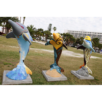 Prix usine personnalisé peinture à l'huile couleur grandes Statues de dauphin en résine extérieure pour la décoration de jardin