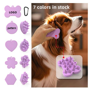 Champú de masaje de dientes de frijol largo personalizado al por mayor, peine de silicona, cepillo de limpieza del cuero cabelludo para bañarse, limpieza y Baño de mascotas - Product Image 1