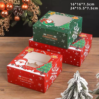 Boîte de boulangerie de Noël personnalisée avec fenêtre, boîte d'emballage en papier pour biscuits, cupcakes, muffins, pour cadeaux et friandises de Noël