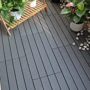 DIY wood plastic composite floor tile garden roof tiles waterproof anti-slip durable outdoor WPC board interlocking floor tiles