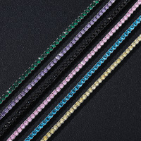 Chaîne Tennis 4 mm en Laiton Plaqué Or 14K Incrustée de Zircons Colorés, Collier Tendance Hip Hop Entièrement Sertie de Diamants, Bijou à Rangée Unique, Vente Chaude
