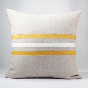 Striped Linen Cotton <b>Cushion</b> Cover Square Nordic Style Handmade Stitching Home Decor - Product Image 1