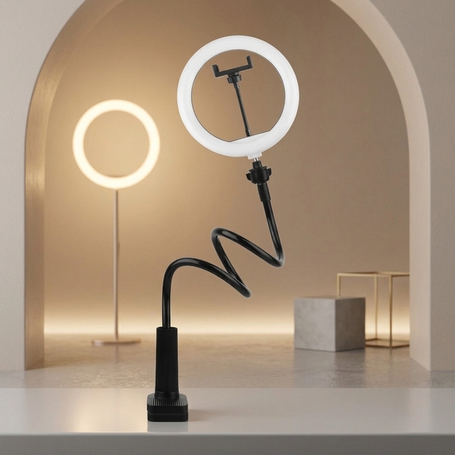 Portable 5.5-8.8cm LED Ring Light for Selfie Live Streaming Adjustable Color Temperature (3200-6500K) Phone Holder Included