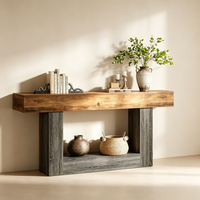 Table console tribale de 63 pouces, style farmhouse, double entrée, avec base, pour derrière le canapé, dans le salon, le couloir ou l'entrée.