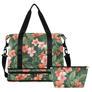 Hawaiian Lifestyle Custom Tropical Flower Design Travel Foldable Bags Lightweight Large Sport Duffel Bag With Makeup Pouch - Product Image 2