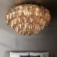 Luminaire suspendu en verre moderne américain, luminaire suspendu en laiton rétro pour salon, chambre à coucher, hôtel