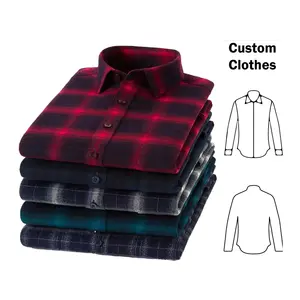 New Design Heavyweight Outdoors Custom Logo Print Cotton Flannel Mens Shirts