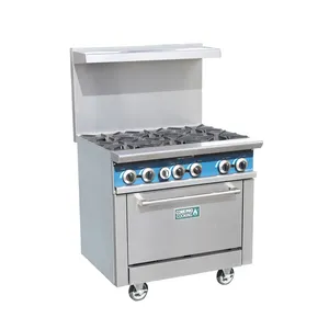 Commercial Restaurant Kitchen Lpg Gas 6 burner gas standing cooker stove with oven