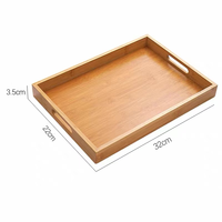 Plateau de service rectangulaire en bambou de qualité supérieure, plateau pour tasses et mugs, plateau de rangement pour ustensiles à café en bois