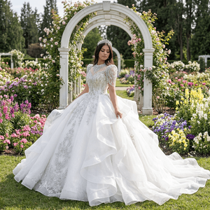 Mc002 Bridal Dress Wedding Ball <b>Gown</b> <b>Bride</b> Skirt Elegant Fashion With Glitter Lace Shinny Jancember - Product Image 1