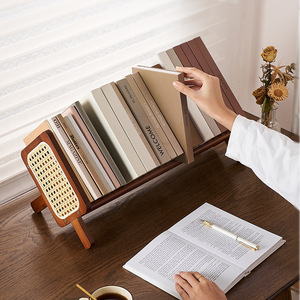 Estantería minimalista de escritorio de madera de 1 nivel, organizador de oficina, estante de almacenamiento de sobremesa para libros y decoración - Product Image 2